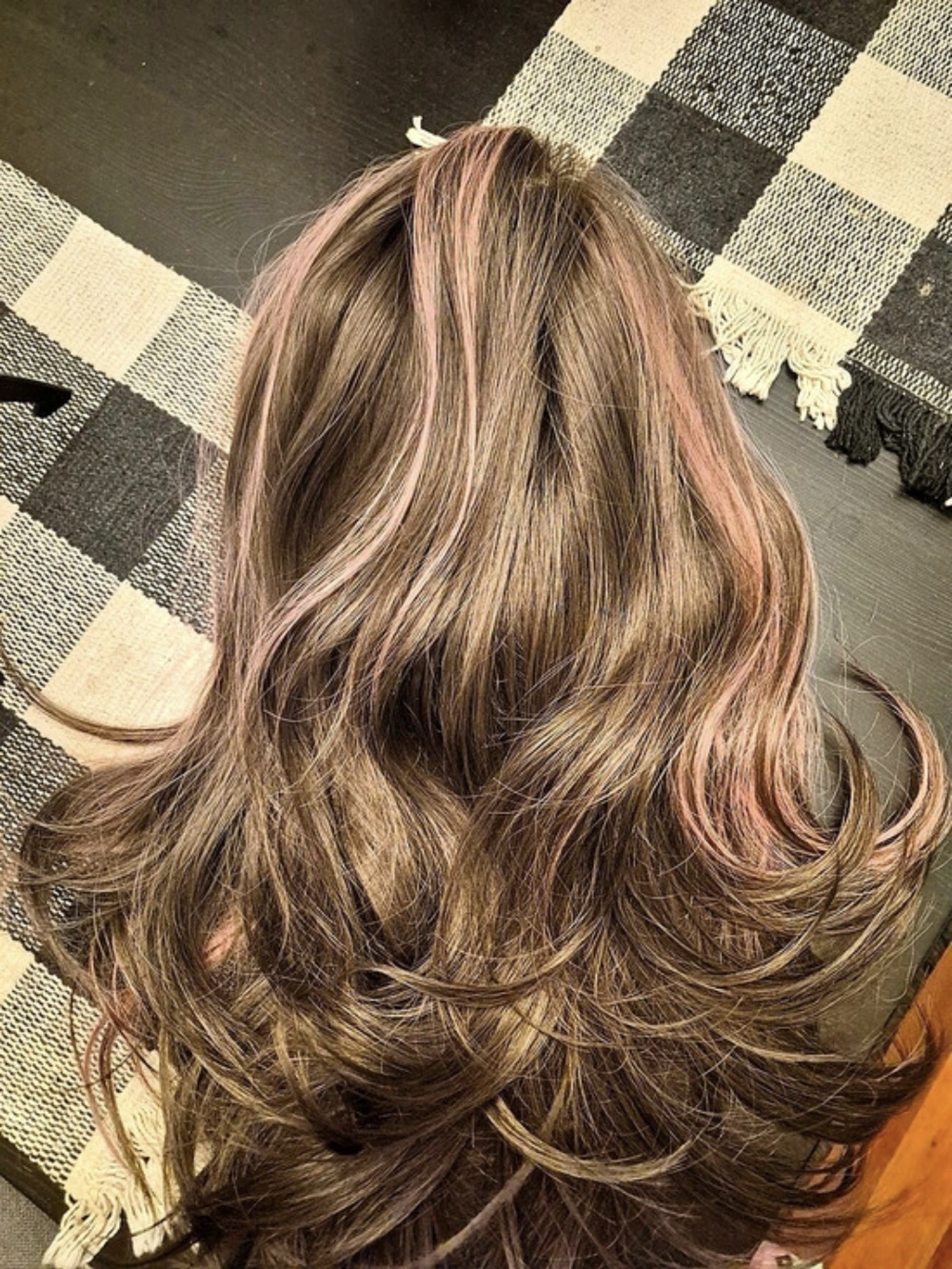 Brown & Pink Layered Wig Like New